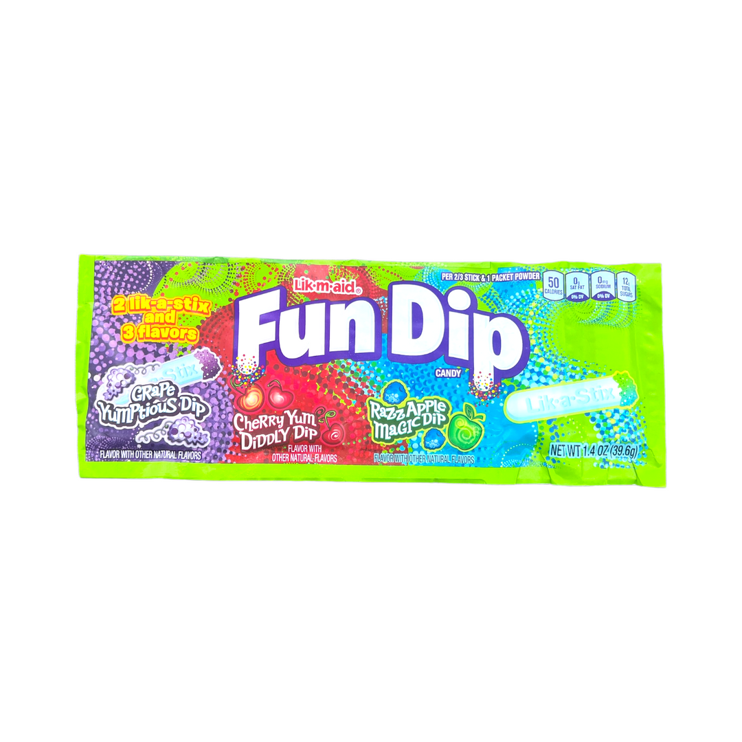 Fun Dip 2 Lik-a-stix & 3 Flavours 1.4oz